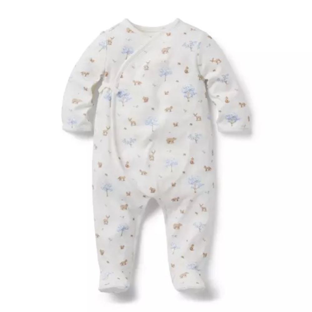 Janie and Jack White Animal Print Footie